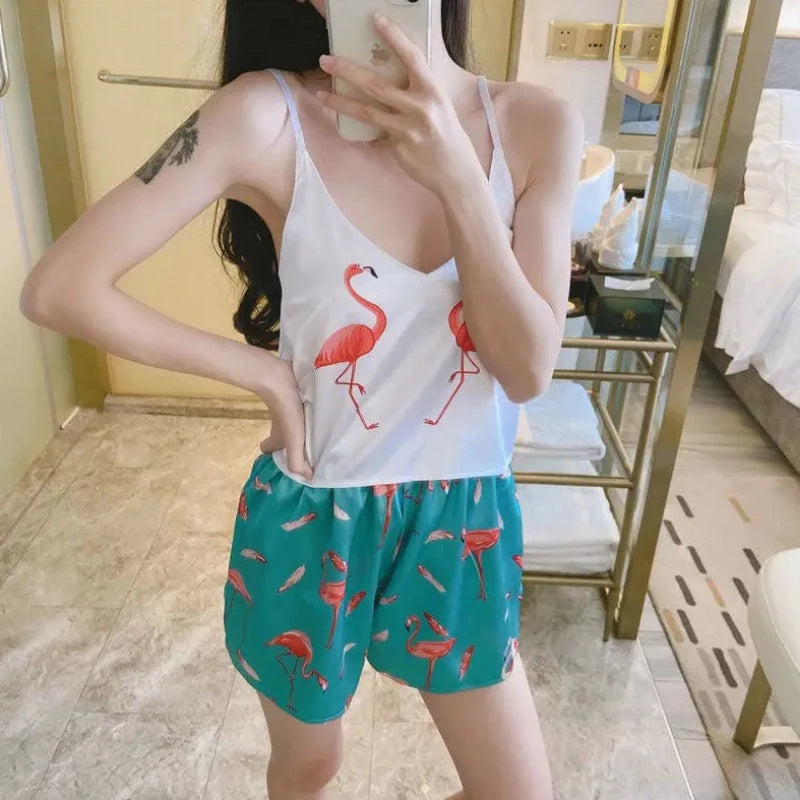  Pyjama Femme avec Top Court et Short