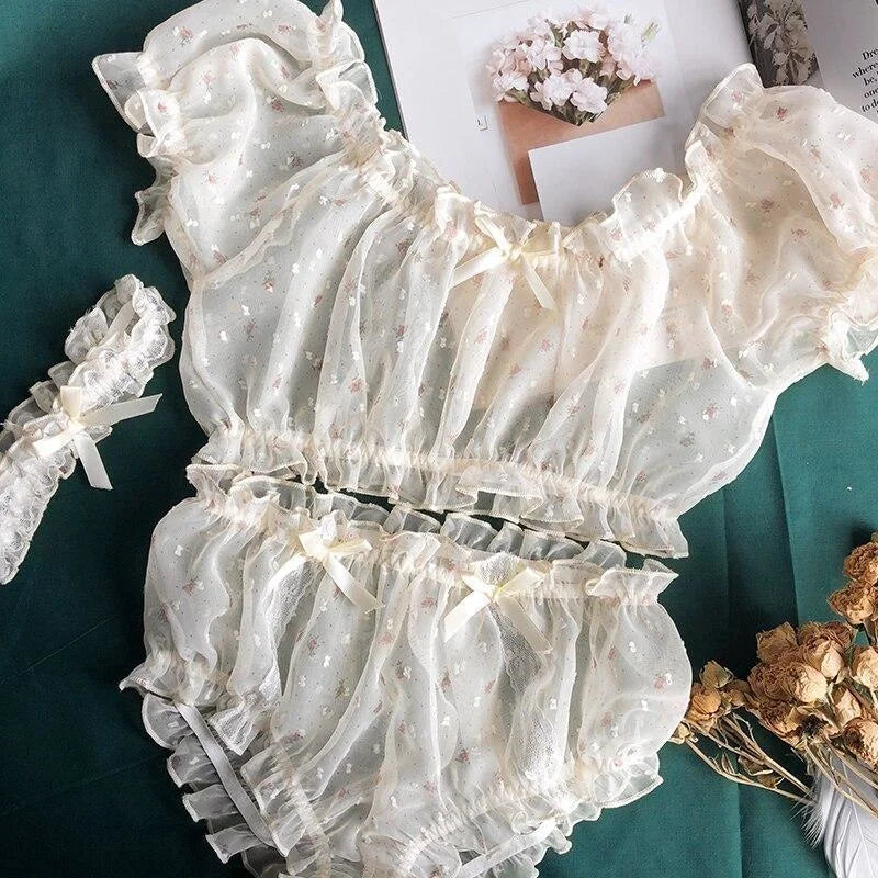  Pyjama pour Femme - Transparente en Dentelle