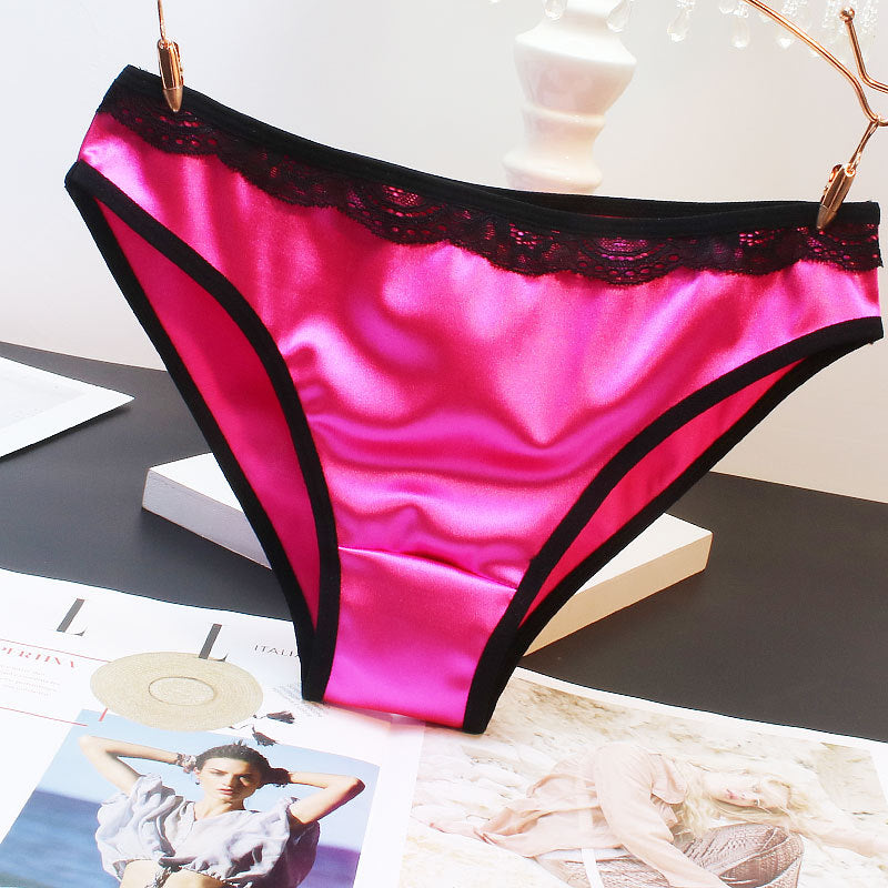 Rose foncé Culotte en satin avec dentelle
