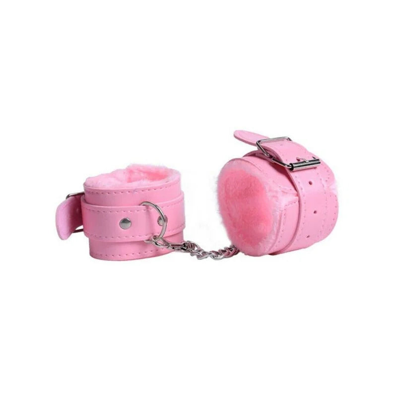 Rose Menottes en cuir avec fourrure