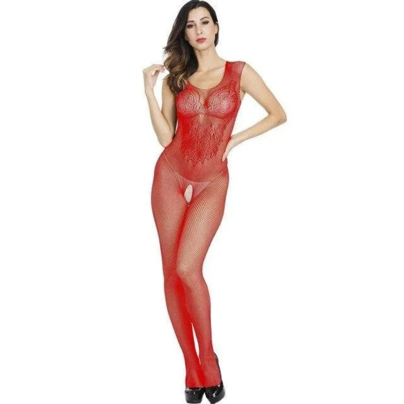 Rouge Bodystocking en maille fine
