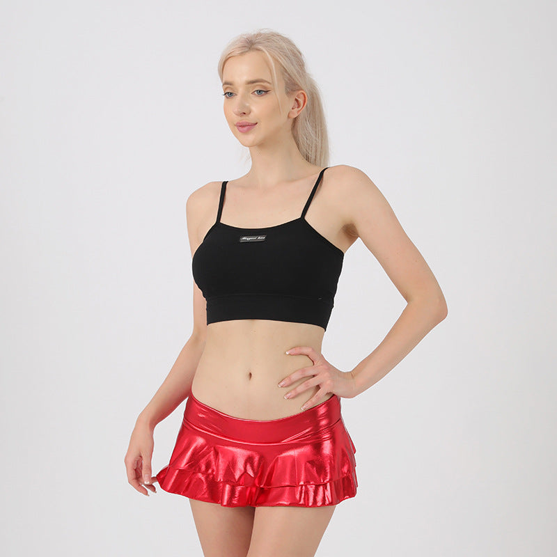 Rouge Mini jupe métallisée