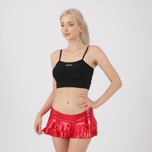 Rouge Mini jupe métallisée