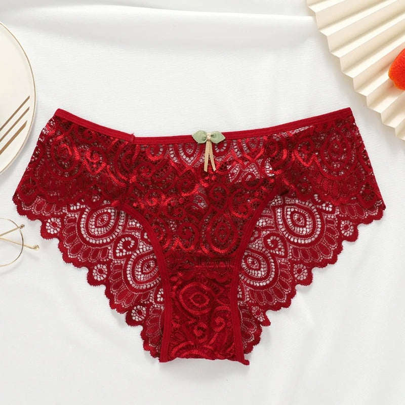 Lace panties with a delicate teardrop accent.