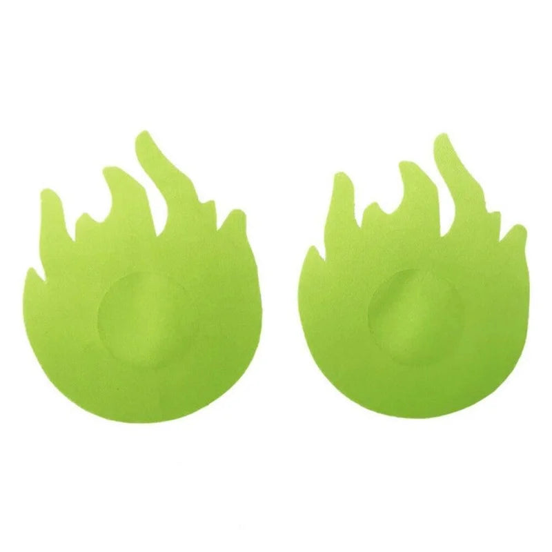 Vert Cache-tétons Autoadhésif - Forme de Flamme