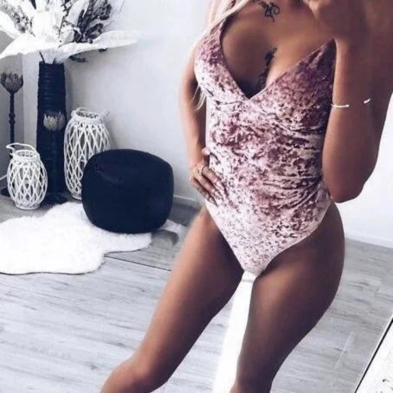Violet Body Décolleté Classique en Velours